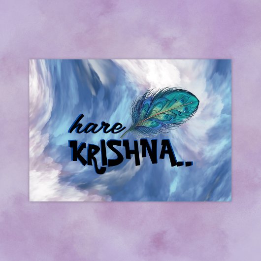 "Hare Krishna" Peacock Feather Hindu Poster