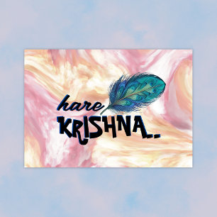 "Hare Krishna" Peacock Feather Hindu Poster