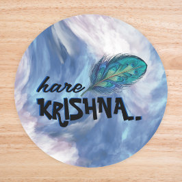 "Hare Krishna" Peacock Feather Hindu Ronde Sticker