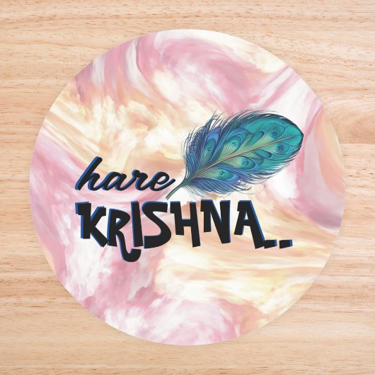 "Hare Krishna" Peacock Feather Hindu Ronde Sticker