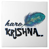 "Hare Krishna" Peacock Feather Hindu Tegeltje (Voorkant)