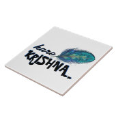 "Hare Krishna" Peacock Feather Hindu Tegeltje (Zijkant)