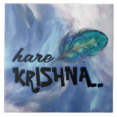 "Hare Krishna" Peacock Feather Hindu Tegeltje (Voorkant)