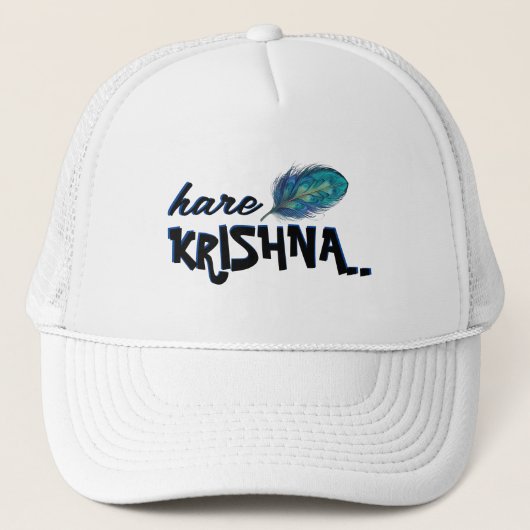 "Hare Krishna" Peacock Feather Hindu Trucker Pet (Voorkant)