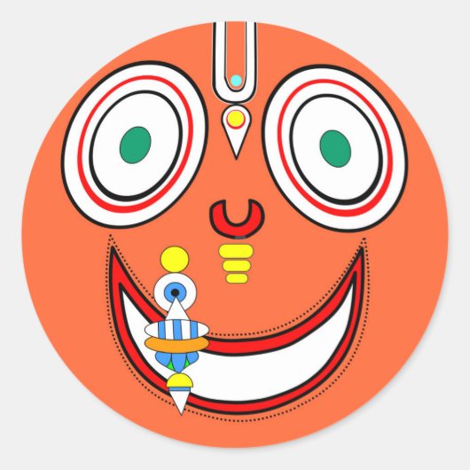 Hare Krishna Ronde Sticker (Voorkant)