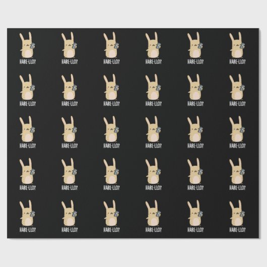 Hare-llo Daar Funny Hare Rabbit Pun Dark BG Cadeaupapier (Vlak)