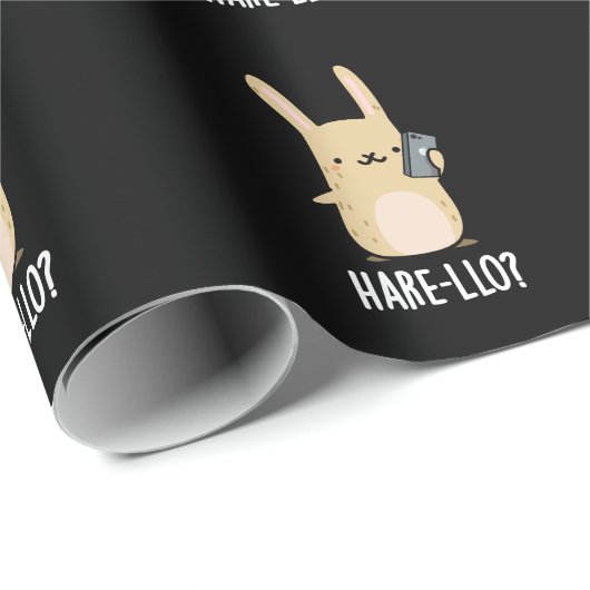 Hare-llo Daar Funny Hare Rabbit Pun Dark BG Cadeaupapier (Rol Hoek)