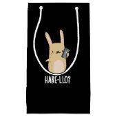 Hare-llo Daar Funny Hare Rabbit Pun Dark BG Klein Cadeauzakje (Voorkant)