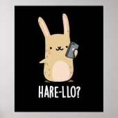 Hare-llo Daar Funny Hare Rabbit Pun Dark BG Poster (Voorkant)