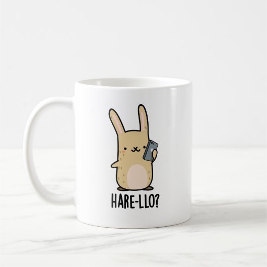 Hare-llo Daar Funny Hare Rabbit Pun Koffiemok (Links)
