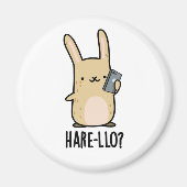 Hare-llo Daar Funny Hare Rabbit Pun Magneet (Voorkant)