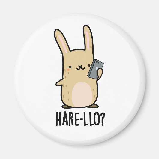 Hare-llo Daar Funny Hare Rabbit Pun Magneet (Voorkant)