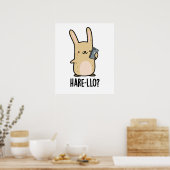 Hare-llo Daar Funny Hare Rabbit Pun Poster (Keuken)