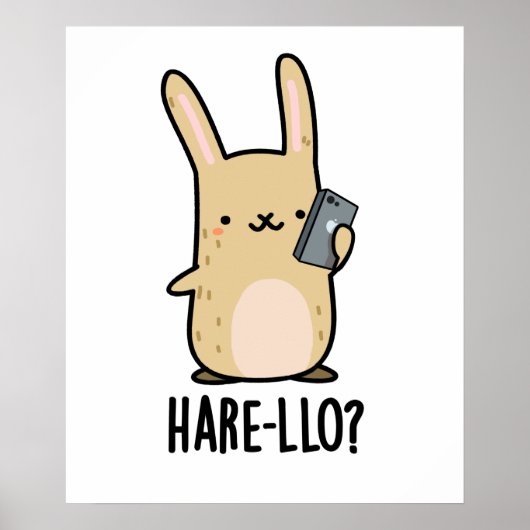 Hare-llo Daar Funny Hare Rabbit Pun Poster (Voorkant)