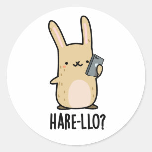 Hare-llo Daar Funny Hare Rabbit Pun Ronde Sticker
