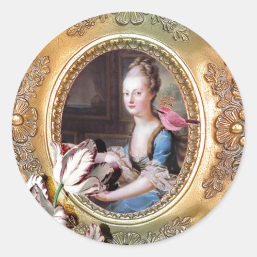 Hare Majesteit, Koningin Marie Antoinette, Ronde z Sticker (Voorkant)