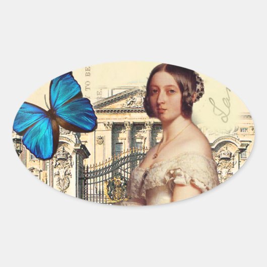 Hare Majesteit, Koningin Victoria Ovale Sticker (Voorkant)