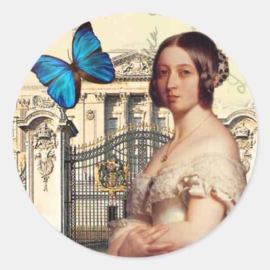 Hare Majesteit, Koningin Victoria Ronde Sticker (Voorkant)
