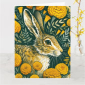 Hare Marigold Kaart (Gele Bloem)