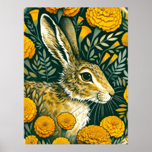 Hare Marigold Poster