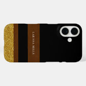 Hare Modern Classy Brown Gold Black Case-Mate iPhone Case (Achterkant (horizontaal))