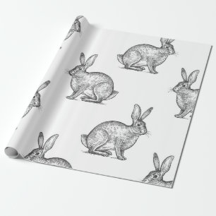 Hare of konijn. Naadloos patroon met bosanima Cadeaupapier
