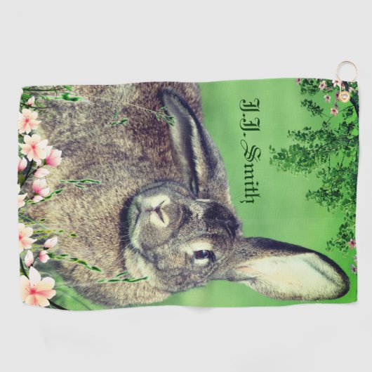 Hare Rabbit Animal Fun, speciaal gepersonaliseerd Golfhanddoek (Horizontaal)