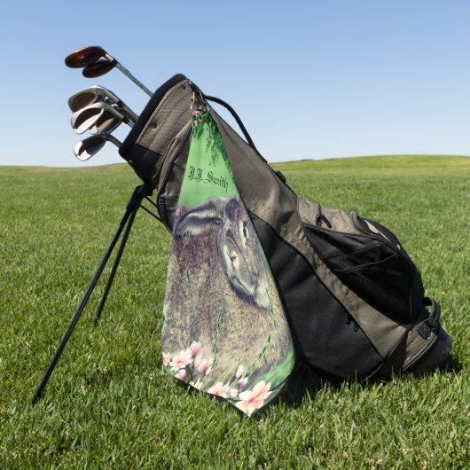 Hare Rabbit Animal Fun, speciaal gepersonaliseerd Golfhanddoek (Groen)