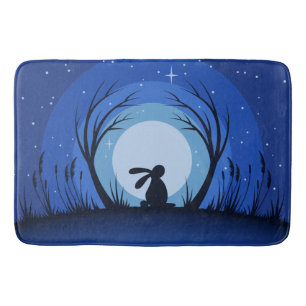Hare, Rabbit, Moonlight Silhouette Badmat