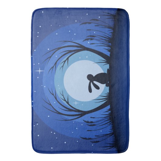 Hare, Rabbit, Moonlight Silhouette Badmat (Voorkant Verticaal)