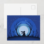 Hare, Rabbit Moonlight Silhouette Briefkaart (Voorkant / Achterkant)