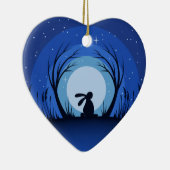 Hare, Rabbit, Moonlight Silhouette Keramisch Ornament (Rechts)