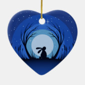 Hare, Rabbit, Moonlight Silhouette Keramisch Ornament (Achterkant)