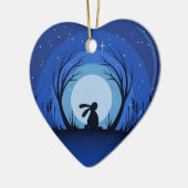 Hare, Rabbit, Moonlight Silhouette Keramisch Ornament (Links)