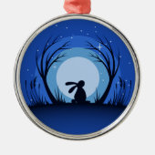 Hare, Rabbit Moonlight Silhouette Metalen Ornament (Voorkant)