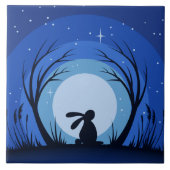 Hare, Rabbit, Moonlight Silhouette Tegeltje (Voorkant)