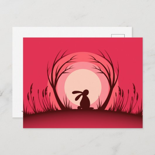 Hare, Rabbit Sunset Silhouette Briefkaart (Voorkant / Achterkant)