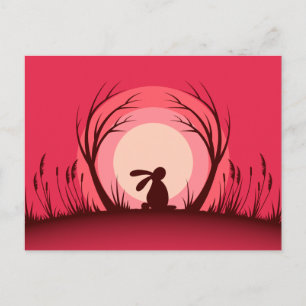 Hare, Rabbit Sunset Silhouette Briefkaart