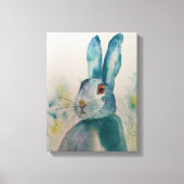 Hare Rabbit Waterverf Blue Canvas Print (Voorkant)