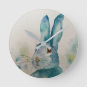 Hare Rabbit Waterverf Blue Clock Ronde Klok (Voorkant)