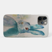 Hare Rabbit Waterverf Blue iPhone Case (Achterkant (horizontaal))