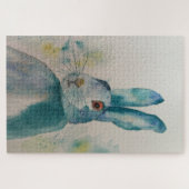 Hare Rabbit Waterverf Blue Jigzaag Puzzle Legpuzzel (Horizontaal)