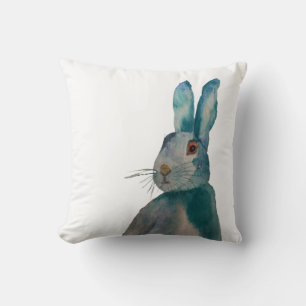 Hare Rabbit Waterverf Blue Kussen
