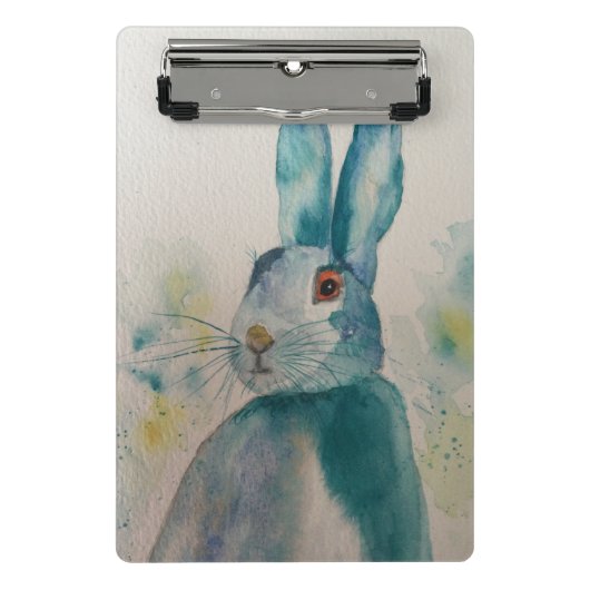 Hare Rabbit Waterverf Blue Mini Klembord (Voorkant)
