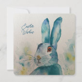 Hare Rabbit Waterverf Blue Paaskaart (Voorkant)