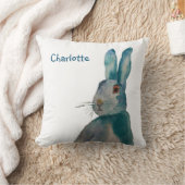Hare Rabbit Waterverf Blue Persoonlijk Kussen (Deken)
