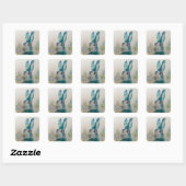 Hare Rabbit Waterverf Blue Vierkante Sticker (Vel)