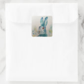 Hare Rabbit Waterverf Blue Vierkante Sticker (Tas)