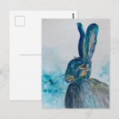 Hare Rabbit Waterverf Briefkaart (Voorkant / Achterkant)