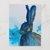Hare Rabbit Waterverf Briefkaart (Voorkant)
